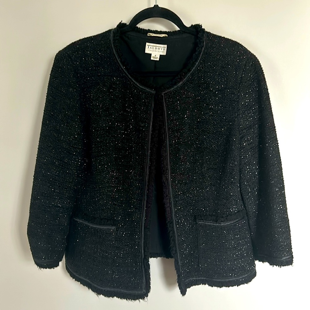 Sparkly tweed soft lightweight lady jacket - perfect for holiday dressing!